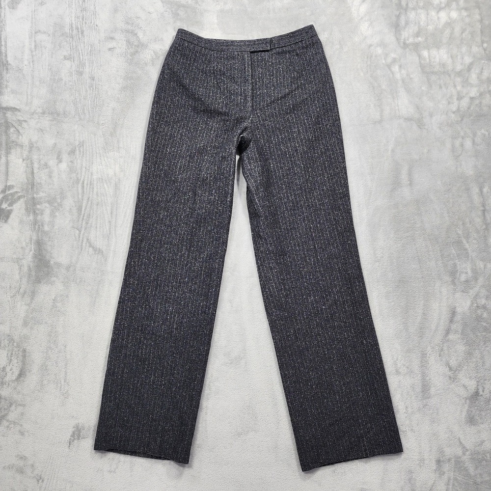 Vintage Tribal Pants‎ Womens 8 Gray Striped Wool Blend Tweed Straight Leg Office